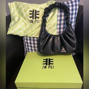 JW Pei Gabby Ruched black hobo bag